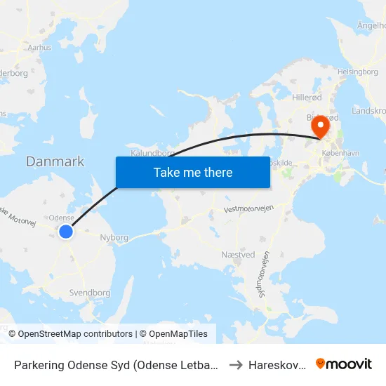 Parkering Odense Syd (Odense Letbane) to Hareskoven map