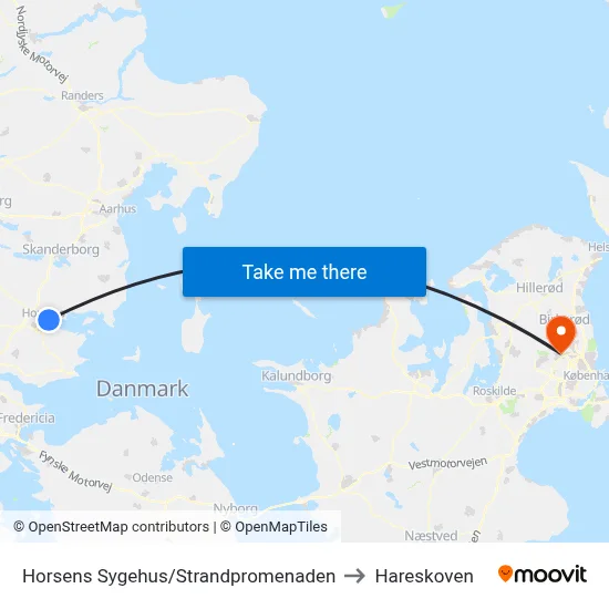 Horsens Sygehus/Strandpromenaden to Hareskoven map