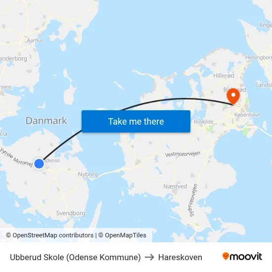 Ubberud Skole (Odense Kommune) to Hareskoven map