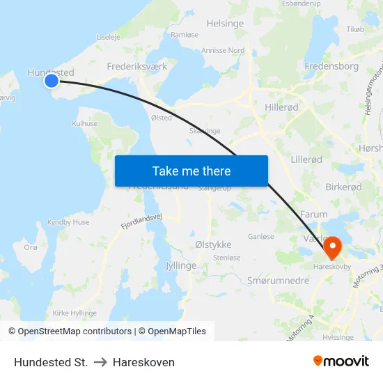 Hundested St. to Hareskoven map
