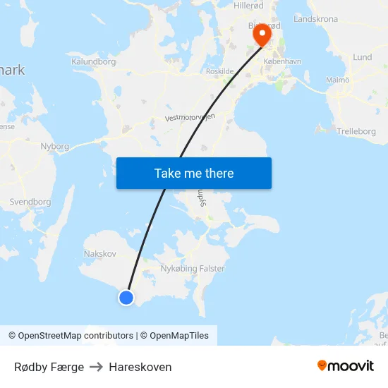 Rødby Færge to Hareskoven map