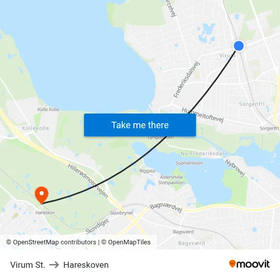 Virum St. to Hareskoven map