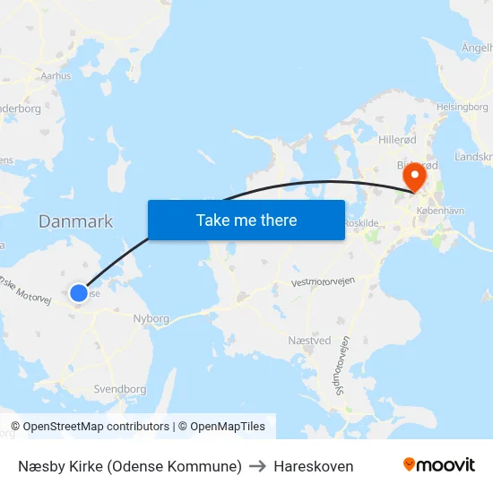 Næsby Kirke (Odense Kommune) to Hareskoven map