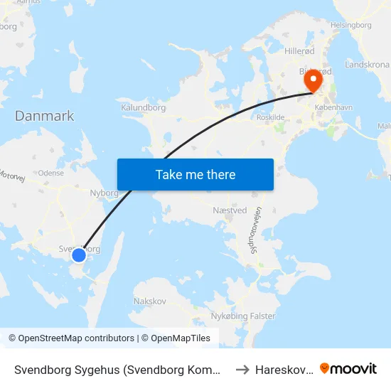 Svendborg Sygehus (Svendborg Kommune) to Hareskoven map