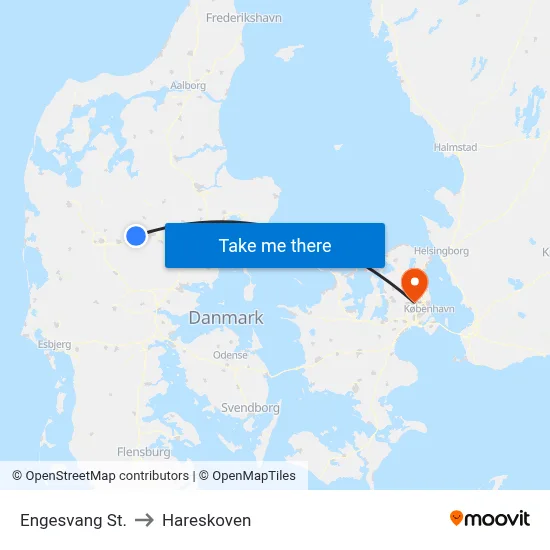 Engesvang St. to Hareskoven map