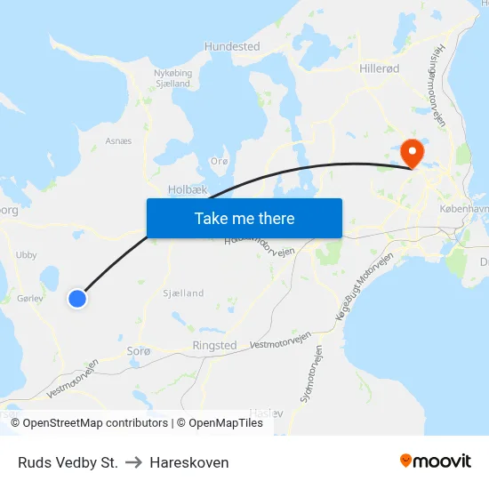 Ruds Vedby St. to Hareskoven map
