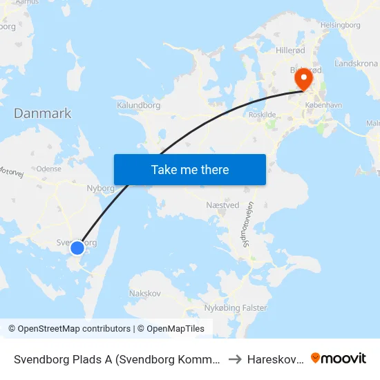 Svendborg Plads A (Svendborg Kommune) to Hareskoven map