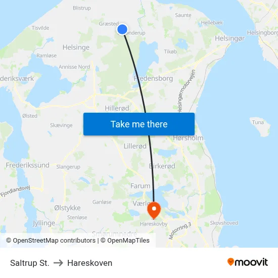 Saltrup St. to Hareskoven map