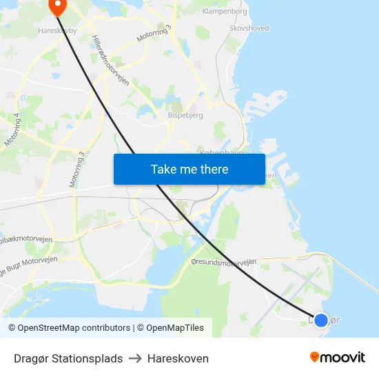 Dragør Stationsplads to Hareskoven map