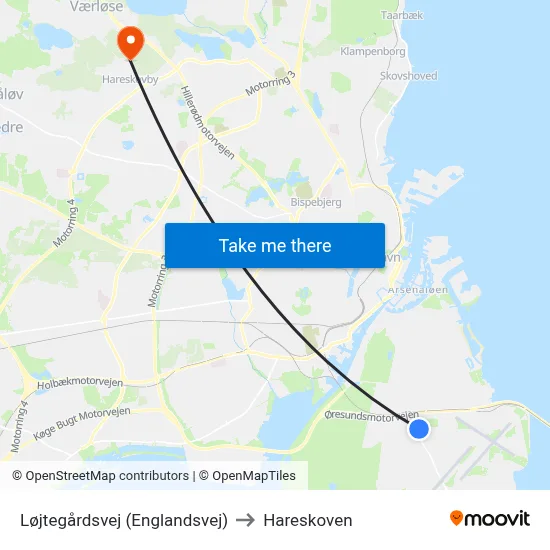 Løjtegårdsvej (Englandsvej) to Hareskoven map