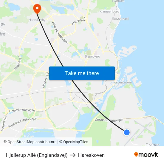 Hjallerup Allé (Englandsvej) to Hareskoven map