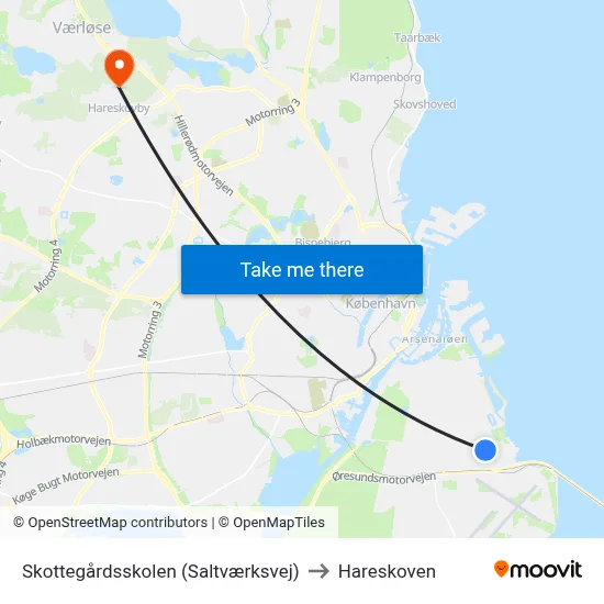 Skottegårdsskolen (Saltværksvej) to Hareskoven map