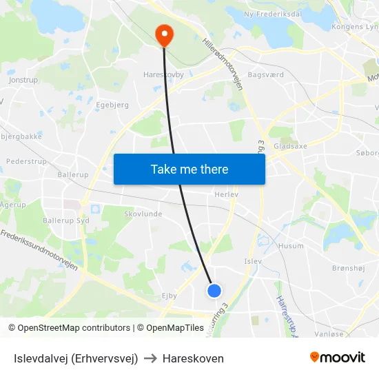 Islevdalvej (Erhvervsvej) to Hareskoven map