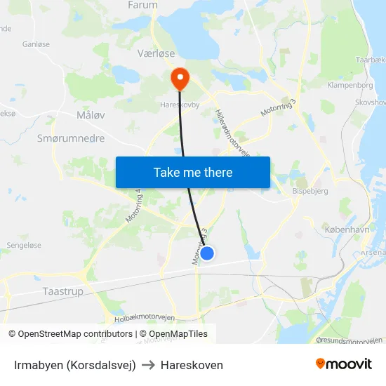 Irmabyen (Korsdalsvej) to Hareskoven map