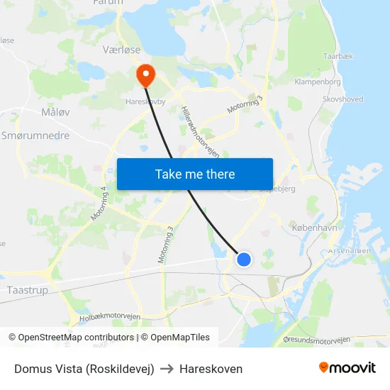 Domus Vista (Roskildevej) to Hareskoven map