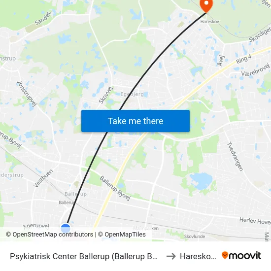 Psykiatrisk Center Ballerup (Ballerup Boulevard) to Hareskoven map