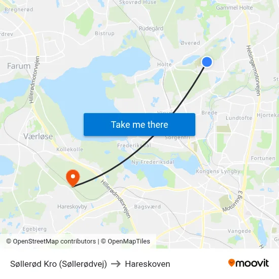 Søllerød Kro (Søllerødvej) to Hareskoven map