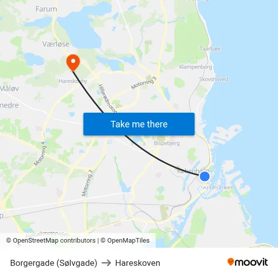 Borgergade (Sølvgade) to Hareskoven map