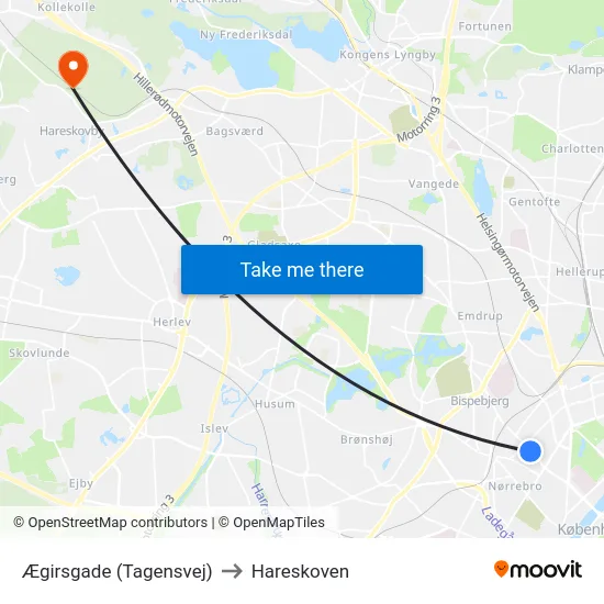 Ægirsgade (Tagensvej) to Hareskoven map