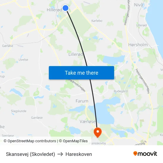 Skansevej (Skovledet) to Hareskoven map