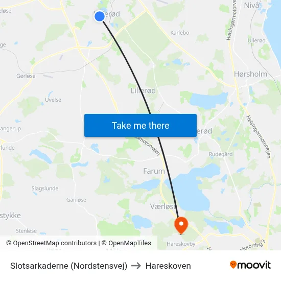 Slotsarkaderne (Nordstensvej) to Hareskoven map
