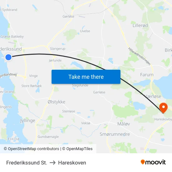 Frederikssund St. to Hareskoven map