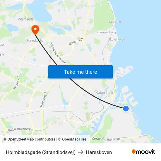Holmbladsgade (Strandlodsvej) to Hareskoven map