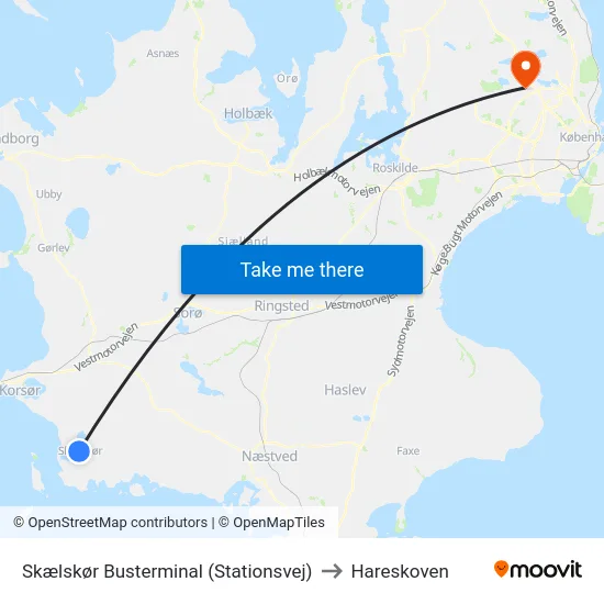 Skælskør Busterminal (Stationsvej) to Hareskoven map