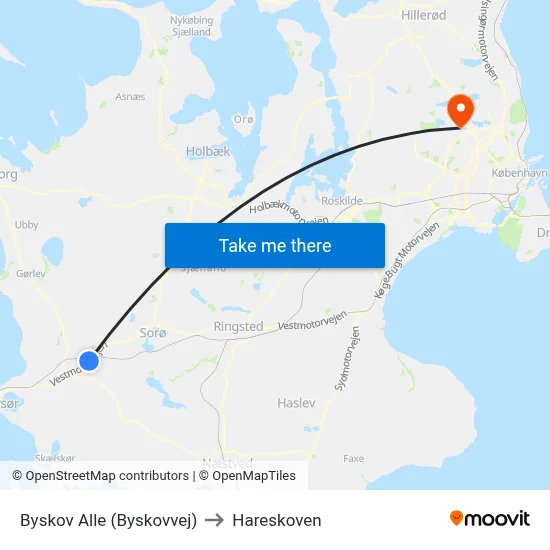 Byskov Alle (Byskovvej) to Hareskoven map