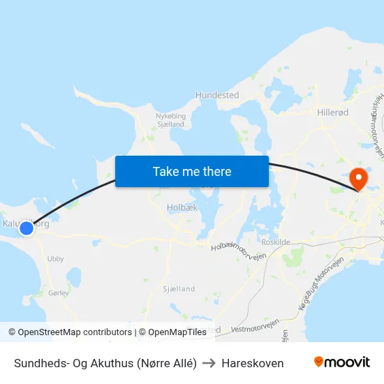 Sundheds- Og Akuthus (Nørre Allé) to Hareskoven map