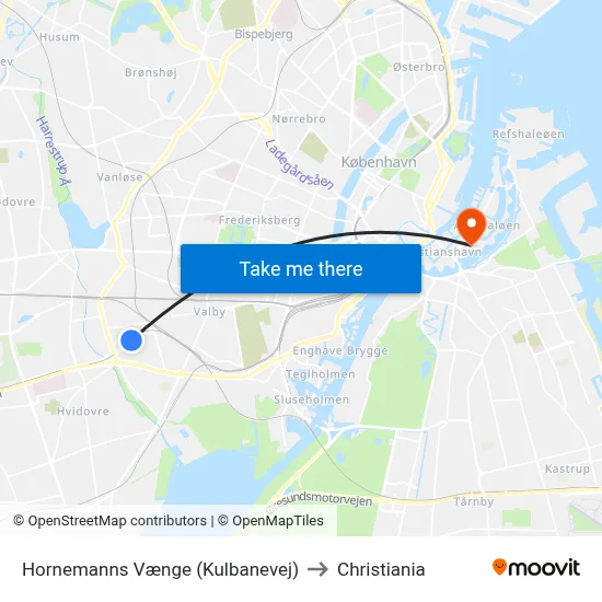 Hornemanns Vænge (Kulbanevej) to Christiania map