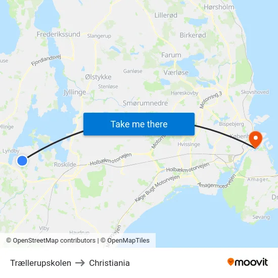 Trællerupskolen to Christiania map