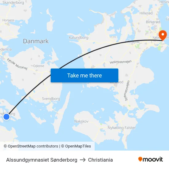Alssundgymnasiet Sønderborg to Christiania map