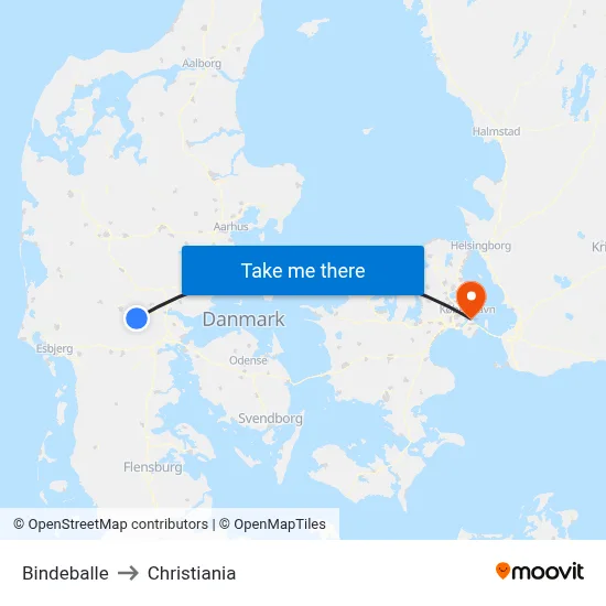 Bindeballe to Christiania map