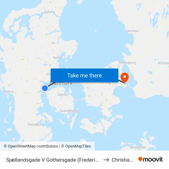 Sjællandsgade V Gothersgade (Fredericia) to Christiania map