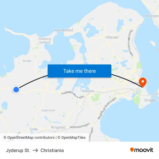 Jyderup St. to Christiania map