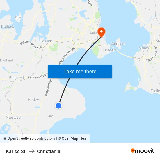 Karise St. to Christiania map