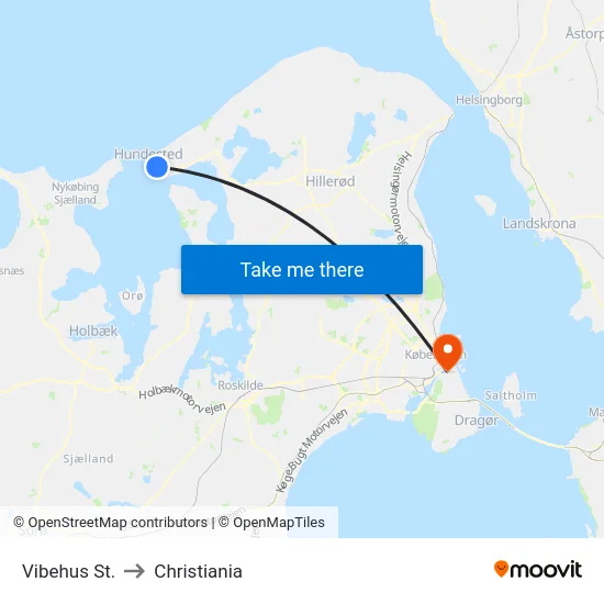 Vibehus St. to Christiania map