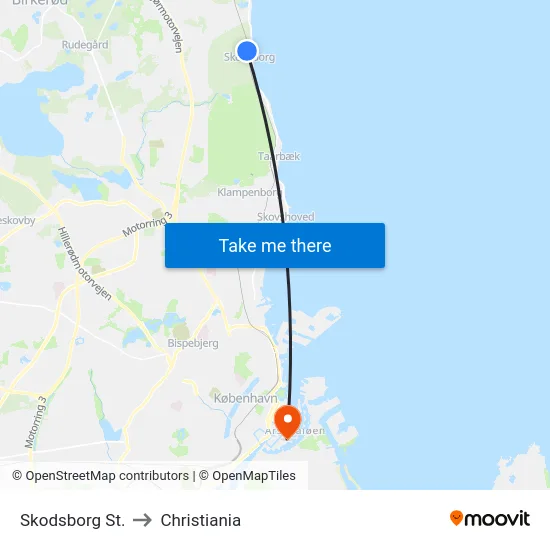 Skodsborg St. to Christiania map