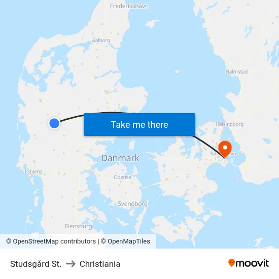 Studsgård St. to Christiania map