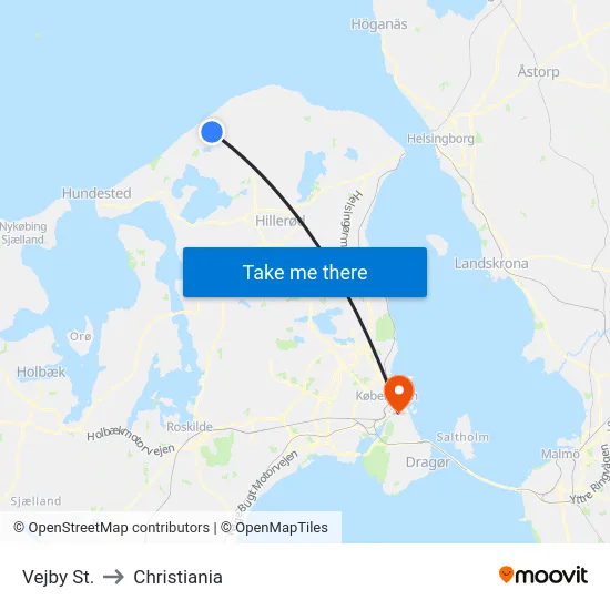 Vejby St. to Christiania map