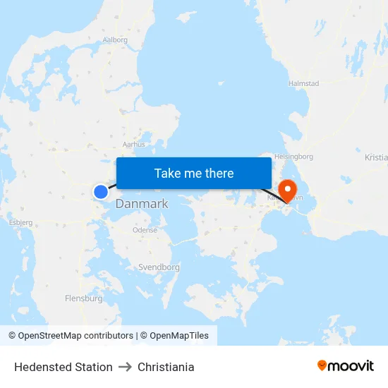 Hedensted Station to Christiania map