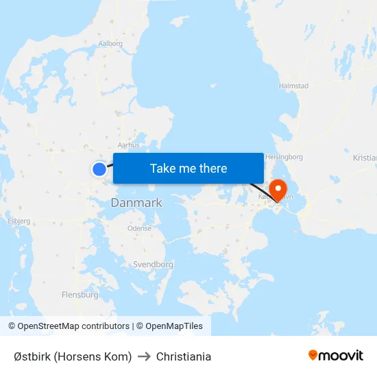 Østbirk (Horsens Kom) to Christiania map