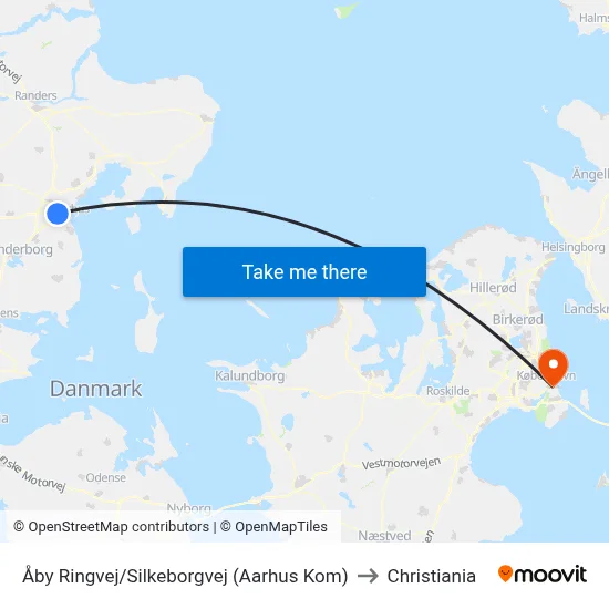 Åby Ringvej/Silkeborgvej (Aarhus Kom) to Christiania map