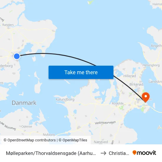 Mølleparken/Thorvaldsensgade (Aarhus Kom) to Christiania map