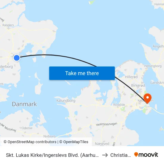 Skt. Lukas Kirke/Ingerslevs Blvd. (Aarhus Kom) to Christiania map