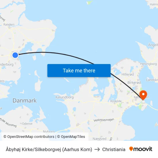 Åbyhøj Kirke/Silkeborgvej (Aarhus Kom) to Christiania map