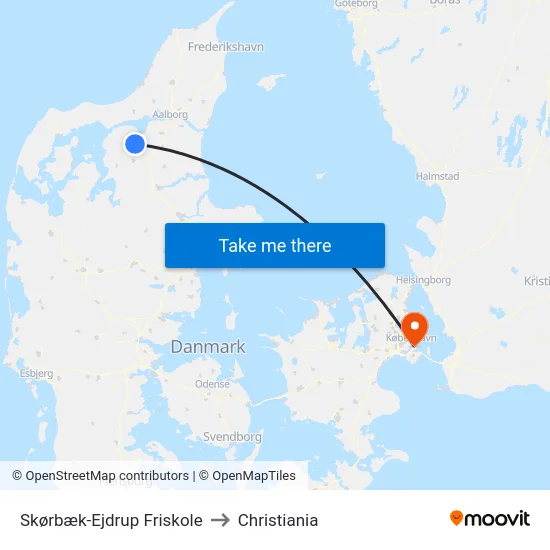 Skørbæk-Ejdrup Friskole to Christiania map