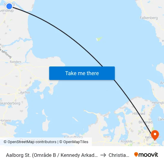 Aalborg St. (Område B / Kennedy Arkaden) to Christiania map