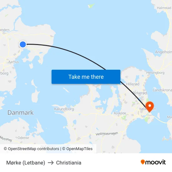 Mørke (Letbane) to Christiania map